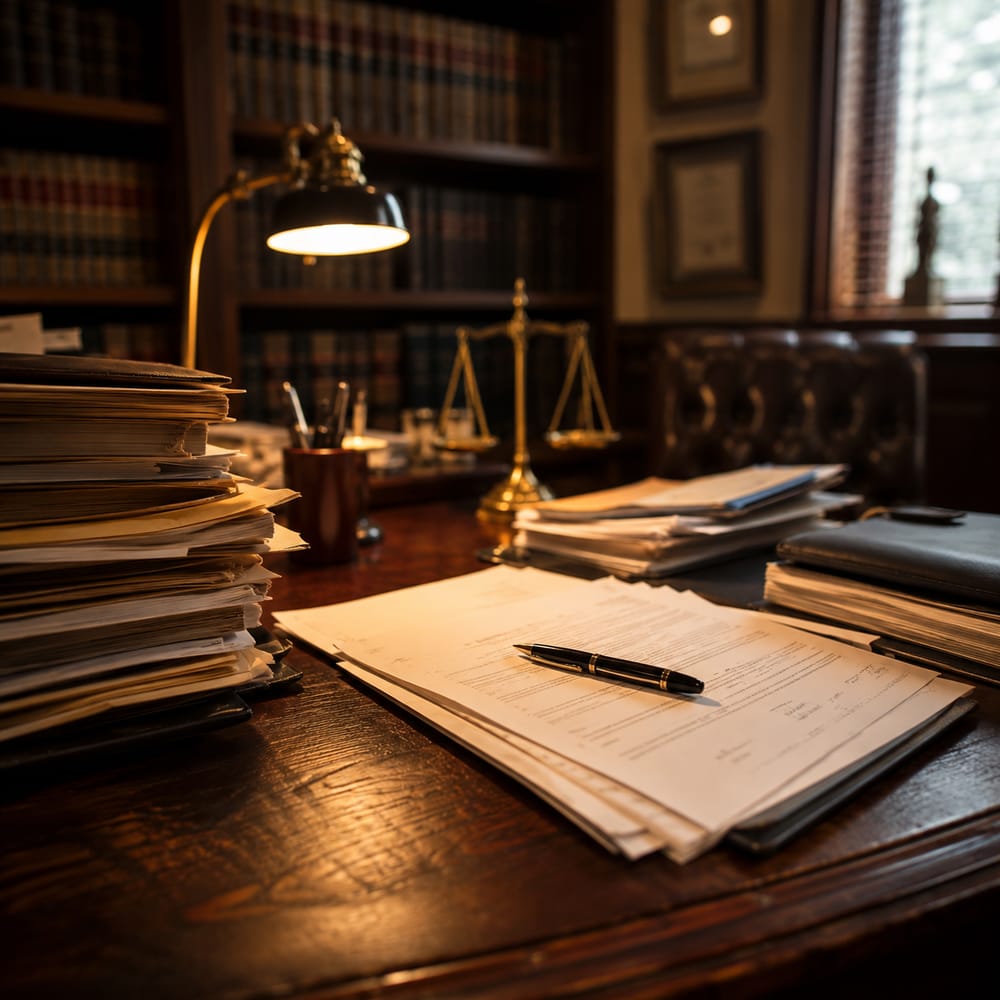 Documentación legal sobre el escritorio de un despacho jurídico